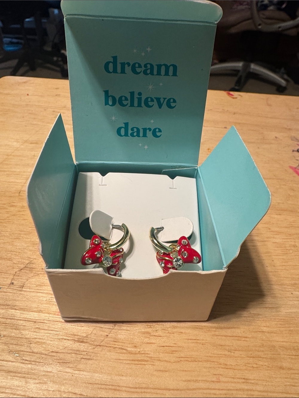 Origami Owl Red Minnie Mouse Hoop Earrings with Crystals
